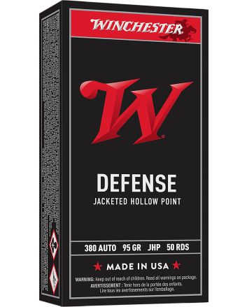 Winchester Ammo USA380JHP USA380ACP 95gr Jacketed Hollow Point 50 Per Box/10 Case