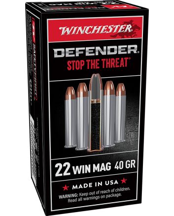 Winchester Ammo S22MPDX1 Defender22WMR 40gr Jacketed Hollow Point 50 Per Box/20 Case