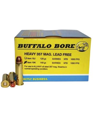 Buffalo Bore Ammunition 19K20 Buffalo-Barnes Strictly Business 357Mag 140gr Barnes VOR-TX XPB Lead Free 20 Per Box/12 Case