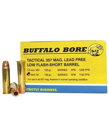 Buffalo Bore Ammunition 19I20 Buffalo-Barnes Strictly Business 357Mag 140gr Barnes VOR-TX XPB Lead Free 20 Per Box/12 Case