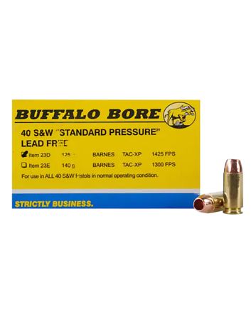 Buffalo Bore Ammunition 23D20 Standard Pressure Strictly Business 40S&amp;W 125gr Barnes TAC-XP Lead Free 20 Per Box/12 Case