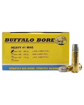 Buffalo Bore Ammunition 16A20 Heavy Strictly Business 41Rem Mag 265gr Hard Cast Lead 20 Per Box/12 Case