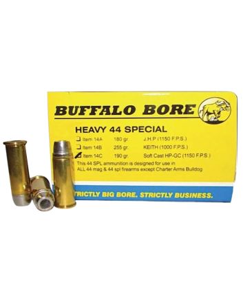Buffalo Bore Ammunition 14C20 Heavy Strictly Business 44S&amp;W Spl 190gr Soft Cast Hollow Point 20 Per Box/12 Case