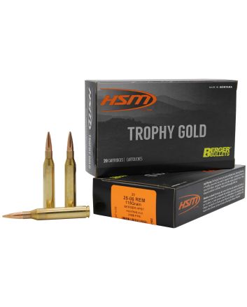 HSM 2506115VLD Trophy Gold Extended Range 25-06 Rem 115 gr Berger Hunting VLD Match 20 Per Box/ 20 Case