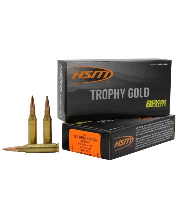 HSM 260130VLD Trophy Gold Extended Range 260 Rem 130 gr Berger Hunting VLD Match 20 Per Box/ 25 Case