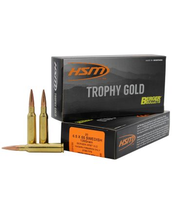 HSM 65X55130VLD Trophy Gold Extended Range 6.5x55 Swedish 130 gr Berger Hunting VLD Match 20 Per Box/ 25 Case