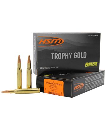 HSM 270130VLD Trophy Gold Extended Range 270 Win 130 gr Berger Hunting VLD Match 20 Per Box/ 20 Case