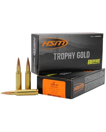 HSM 7MM08140VLD Trophy Gold Extended Range 7mm-08 Rem 140 gr Berger Hunting VLD Match 20 Per Box/ 25 Case