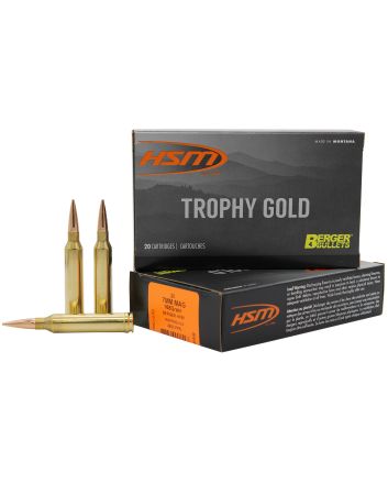 HSM 7MAG168VLD Trophy Gold Extended Range 7mm Rem Mag 168 gr Berger Hunting VLD Match 20 Per Box/ 20 Case