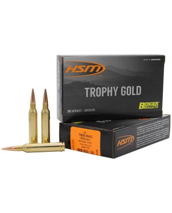 HSM 7MAG180VLD Trophy Gold Extended Range 7mm Rem Mag 180 gr Berger Hunting VLD Match 20 Per Box/ 20 Case