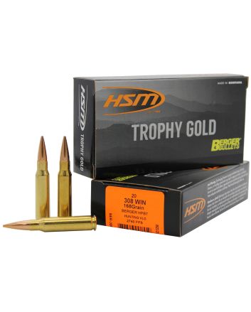 HSM 308168VLD Trophy Gold Extended Range 308 Win 168 gr Berger Hunting VLD Match 20 Per Box/ 25 Case
