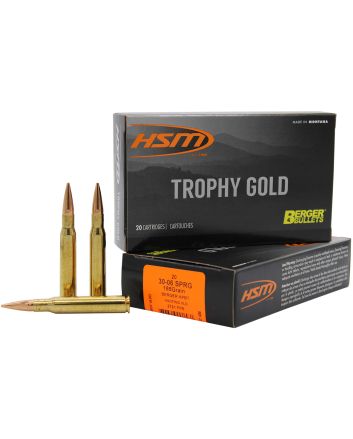 HSM 3006185VLD Trophy Gold Extended Range 30-06 Springfield 185 gr Berger Hunting VLD Match 20 Per Box/ 20 Case