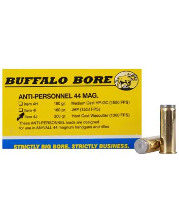 Buffalo Bore Ammunition 4J20 Anti-Personnel Strictly Business 44Rem Mag 200gr Hard Cast Wadcutter 20 Per Box/12 Case