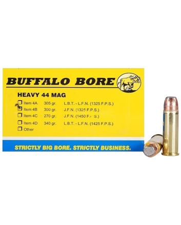 Buffalo Bore Ammunition 4B20 Heavy Strictly Business 44Rem Mag 300gr Semi Jacketed Flat Point 20 Per Box/12 Case
