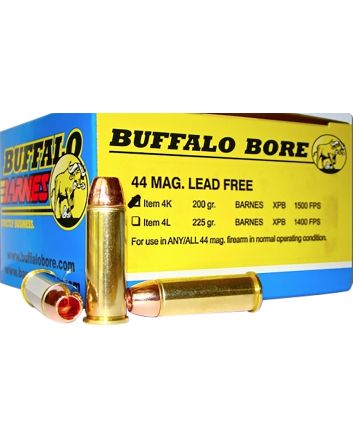 Buffalo Bore Ammunition 4K20 Buffalo-Barnes Strictly Business 44Rem Mag 200gr Barnes VOR-TX XPB Lead Free 20 Per Box/12 Case