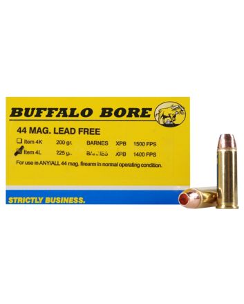 Buffalo Bore Ammunition 4L20 Buffalo-Barnes Strictly Business 44Rem Mag 225gr Barnes VOR-TX XPB Lead Free 20 Per Box/12 Case