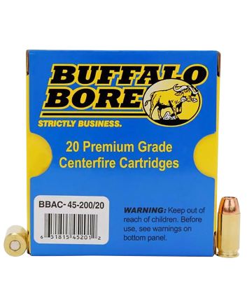 Buffalo Bore Ammunition 4520020 Personal Defense Strictly Business 45ACP +P 200gr Jacket Hollow Point 20 Per Box/12 Case