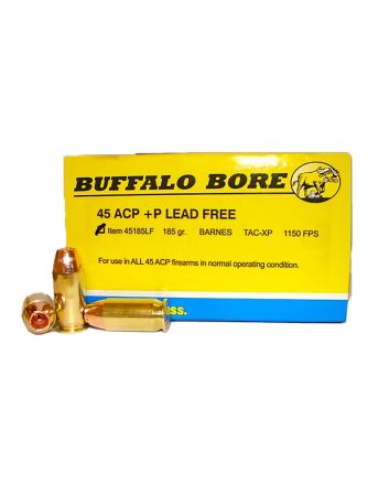 Buffalo Bore Ammunition 45185LF20 Buffalo-Barnes Strictly Business 45ACP +P 185gr Barnes TAC-XP Lead Free 20 Per Box/12 Case