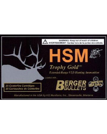 HSM 338WM300OTM Trophy Gold Extended Range 338 Win Mag 300 gr Berger Hybrid Tactical Open Tip Match 20 Per Box/ 20 Case