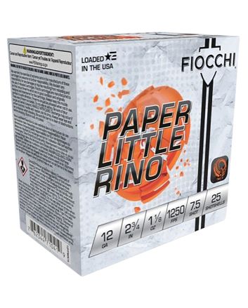 Fiocchi 12FPWR75 Paper Little Rino Extrema 12Gauge 2.75" 1 1/8oz 7.5Shot 25 Per Box/10 Case