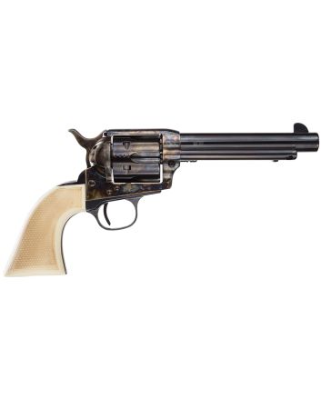 Taylors &amp; Company 555127 Marshal45 Colt (LC) Caliber with 5.50" Blued Finish Barrel, 6rd Capacity Blued Finish Cylinder, Color Case Hardened Finish Steel Frame &amp; Checkered White Grip