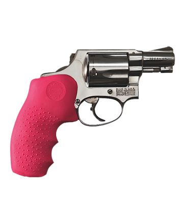 Hogue 60007 OverMolded Monogrip Cobblestone Pink Rubber with Finger Grooves for S&amp;W J Frame with Round Butt