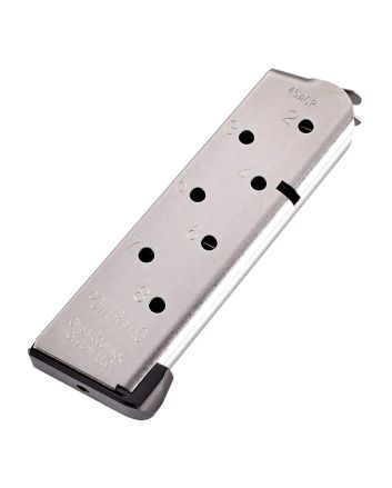 CMC Products 14132 Power Mag8rd 45 ACP Fits 1911 Officer Stainless Steel w/ Black Base Pad