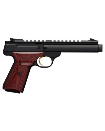 Browning 051527490 Buck Mark Field Target SR 22 LR 10+1 5.50" Black Threaded Bull Barrel, Matte Black Aluminum Frame, Picatinny Rail Receiver, Laminate Cocobolo Target Grip, Right Hand