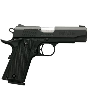 Browning 051905492 1911-380 Black Label Compact 380 ACP 8+1 3.63" Target Crown Barrel, Matte Black SerratedStainless Steel Slide &amp; Polymer Frame w/Beavertail, Black Polymer Grips