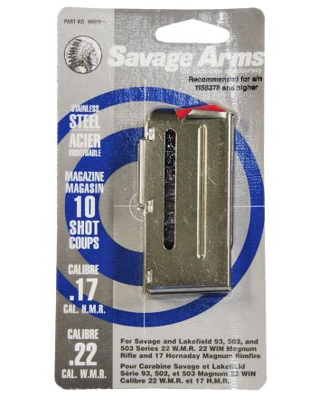 Savage Arms 90019 93 Series10rd 17 HMR/22 WMR Stainless Steel