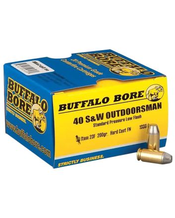 Buffalo Bore Ammunition 23F20 Outdoorsman Strictly Business 40S&amp;W 200gr Hard Cast Flat Nose 20 Per Box/12 Case
