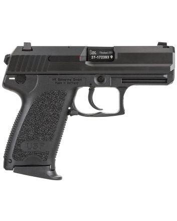HK 81000333 USP V7 LEM Compact 9mm Luger 13+1 3.58" Black Polygonal Rifled Barrel, Black Serrated Slide, Black Polymer Frame, Black Polymer Grip, Ambidextrous