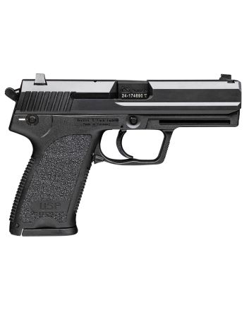 HK 81000310 USP V1 9mm Luger Caliber with 4.25" Barrel, 10+1 Capacity, Overall Black Finish, Serrated Trigger Guard Frame, Serrated Steel Slide, Polymer Grip &amp; No Manual Safety Includes 3 Mags