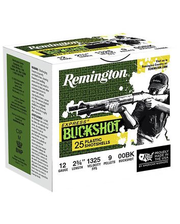 Remington Ammunition 20411 Express Buckshot 12Gauge 2.75" 00Buck Shot 25 Per Box/10 Case