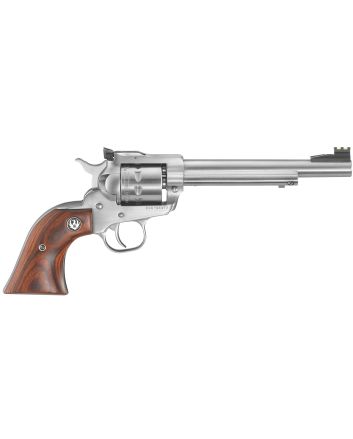 Ruger 8150 Single-NineLarge Frame 22 WMR 9rd 6.50" Satin Stainless Steel Barrel, Cylinder &amp; Frame, Hardwood Gunfighter Grip, Transfer Bar Safety, Exposed Hammer