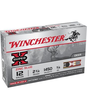Winchester Ammo X12RS15LF Super X12Gauge 2.75" 3/4oz Zinc Slug Shot 5 Box/50 Case