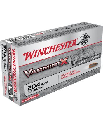 Winchester Ammo X204P Varmint X204Ruger 32gr Polymer Tip Rapid Expansion 20 Per Box/10 Case