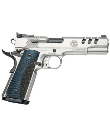 Smith &amp; Wesson 170343 1911 Performance Center45 ACP 5" Throated Barrel 8+1, Matte Stainless Steel Frame &amp; Ported Slide, G10 Custom Wood Grip, Ambidextrous Manual Safety