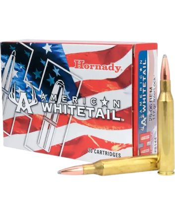 Hornady 8144 American Whitetail25-06Rem 117gr InterLock Boat Tail Soft Point 20 Per Box/10 Case