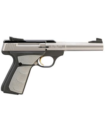 Browning 051483490 Buck Mark Camper *CA Compliant 22 LR 10+1 5.50" Tapered Bull Barrel, Matte Stainless Serrated SS Slide, Matte Black Aluminum Frame &amp; Gray Overmolded Grips