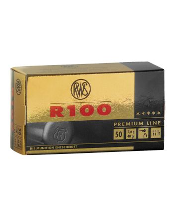 RWS/Umarex 2134195 R100 Premium Line 22LR 40gr Lead Round Nose 50 Per Box/100 Case