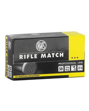 RWS/Umarex 2134225 Rifle Match Professional Line 22LR 40gr Lead Round Nose 50 Per Box/100 Case