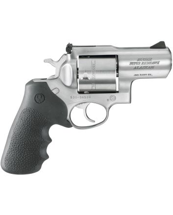 Ruger 5302 Super Redhawk Alaskan Small Frame 480 Ruger 6rd 2.50" Satin Stainless Steel Barrel, Cylinder &amp; Frame, Black Hogue Finger Groove Monogrip, Transfer Bar Safety Exposed Hammer