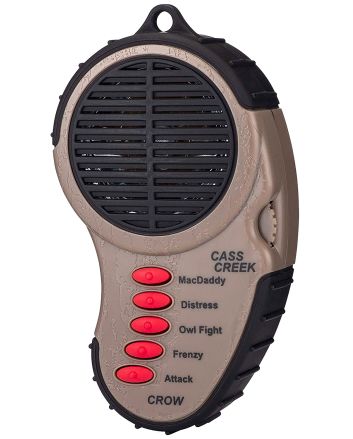 Cass Creek 065 Ergo ElectronicCrow Call, 5 Authentic Calls, Bark Camouflage Finish, Includes Belt Clip