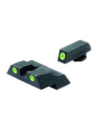 Meprolight USA 102263101 Tru-Dot Sight Set Green Tritium Front &amp; Rear, Compatible w/Glock 26/27,Post/Dovetail Mount