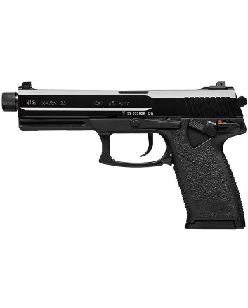 HK 81000080 Mark 2345 ACP 10+1, 5.87"Black Steel Threaded Barrel, Serrated Steel Slide, Polymer Frame, Black Polymer Grip, Ambidextrous