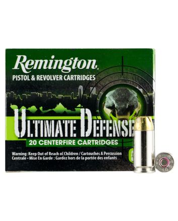 Remington Ammunition 28939 Ultimate Defense Full Size Handgun 40S&amp;W 180gr Brass Jacketed Hollow Point 20 Per Box/25 Case