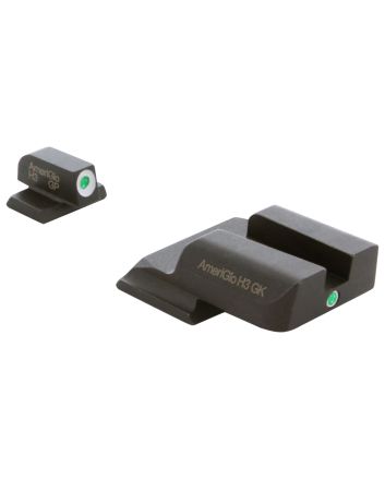 AmeriGlo SW141 i-Dot Sight Set for Smith &amp; Wesson M&amp;P ShieldGreen Tritium White Outline Front Sight-Green Tritium Rear Sight
