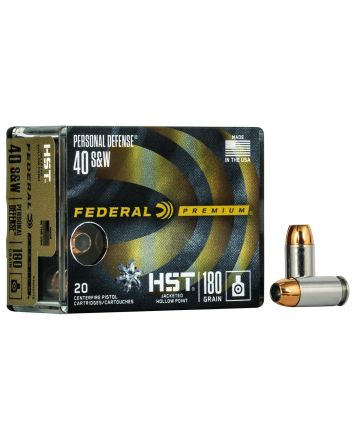 Federal P40HST1S Premium Personal Defense 40S&amp;W 180gr HST Jacketed Hollow Point 20 Per Box/10 Case