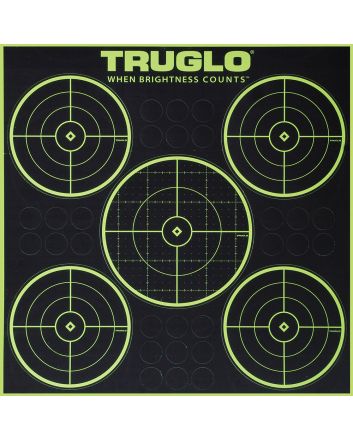 TruGlo TG11A6 Tru-See 5-Bull Target Self-Adhesive Heavy Paper Black/Green 12"x12" 6 Pack